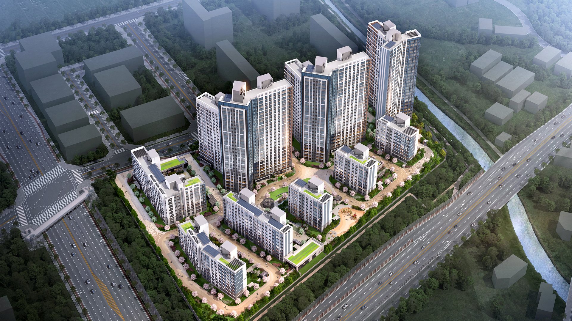 부산 장안지구 중흥S-클래스 조감도 — 9개동 514세대