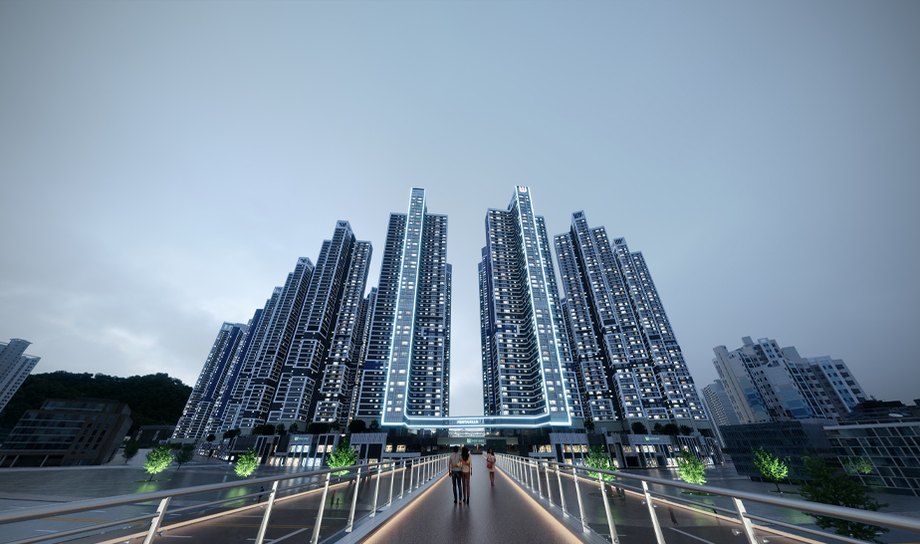 펜타힐즈 더블유 게이트 야경 투시도 CG